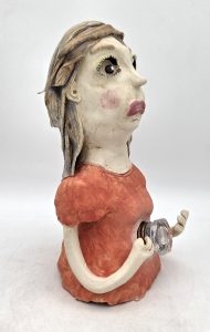 ceramic woman with found antique fuse