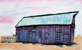 Big Barn with Pink Sky